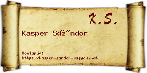 Kasper Sándor névjegykártya